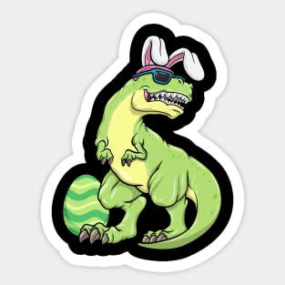 Dinosaur as Easter bunny with Sunglasses and Egg Sticker